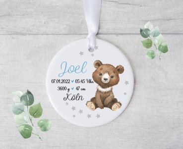 süßer Erinnerungsanhänger Geburt Taufe personalisiert, Keramik, Anhänger von Lüttentüddel®von Lüttentüddel®